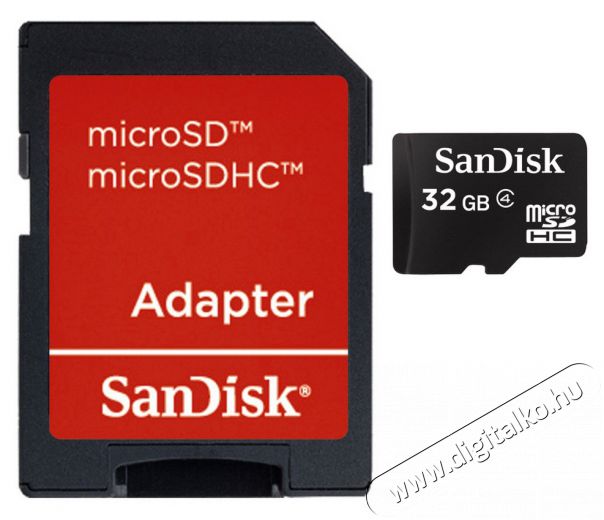 SanDisk microSDHC 32 GB Class 4 + adapter - 108097 Memória kártya / Pendrive - MicroSD / MicroSDHC kártya - 278161