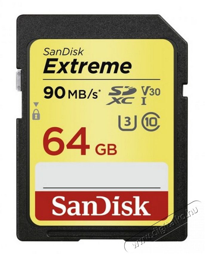 SanDisk SDXC Extreme kártya 64GB, 90MB/S, CL10, V30 - 173356 Memória kártya / Pendrive - SD / SDHC / SDXC kártya - 310601