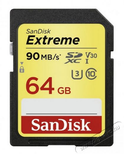 SanDisk SDXC Extreme kártya 64GB, 90MB/S, CL10, V30 - 173356 Memória kártya / Pendrive - SD / SDHC / SDXC kártya - 310601