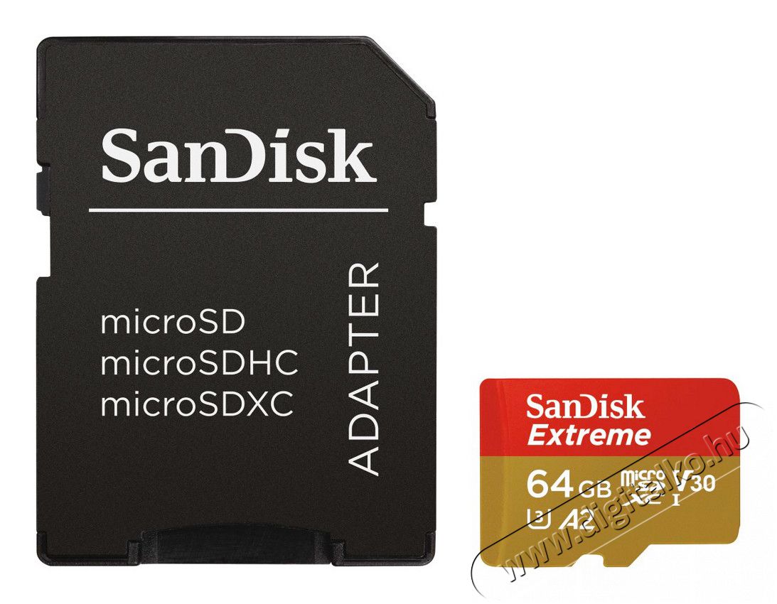 SanDisk SDSQXA2-064G-GN6MA MICROSD EXTREME KÁRTYA 64GB, 160MB/s, A2 C10 V30 UHS-I U3 Memória kártya / Pendrive - MicroSD / MicroSDHC kártya - 345296
