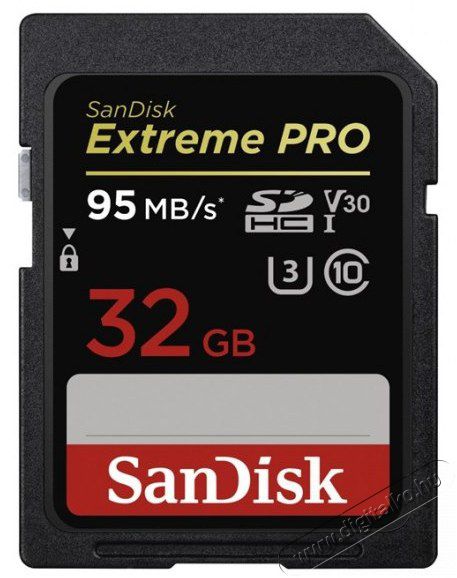 SanDisk SDHC Extreme Pro 32GB, 95MB/S, UHS-I, V30 - 173368 Memória kártya / Pendrive - SD / SDHC / SDXC kártya - 310598