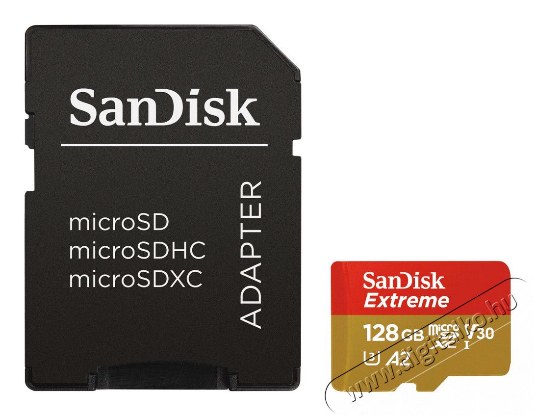 SanDisk SDSQXA1-400G-GN6MA MICROSD EXTREME KÁRTYA 128GB, 160MB/s, A2 C10 V30 UHS-I U3 Memória kártya / Pendrive - MicroSD / MicroSDHC kártya - 345294