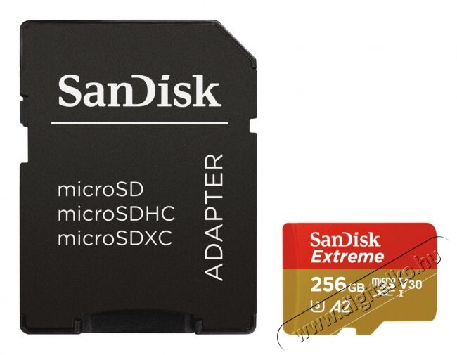 SanDisk SDSQXA1-256G-GN6MA MICROSD EXTREME KÁRTYA 256GB, 160MB/s A2 C10 V30 UHS-I,U3 Memória kártya / Pendrive - MicroSD / MicroSDHC kártya - 345295