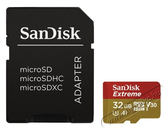 SanDisk microSDHC Extreme 32GB UHS-I V30 A1 + adapter (173420) Memória kártya / Pendrive - MicroSD / MicroSDHC kártya - 320428