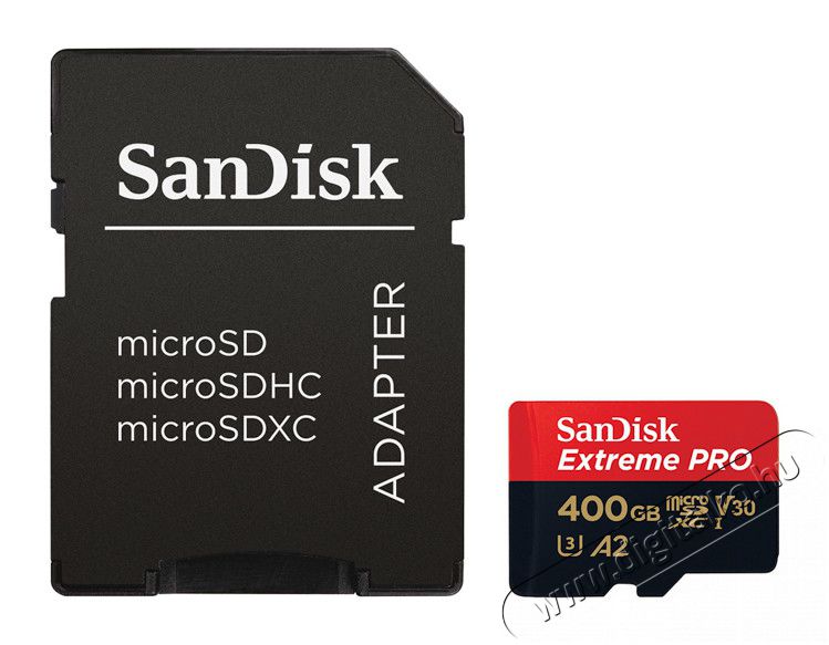 SanDisk MicroSDXC 400GB Extreme Pro A2 UHS-I (V30) U3 + SD adapter (SDSQXCZ-400G-GN6MA) Memória kártya / Pendrive - MicroSD / MicroSDHC kártya - 345300