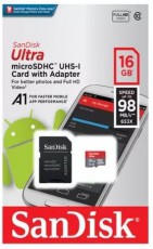 SanDisk 16GB MICROSD ULTRA (SDSQUAR-016G-GN6MA) 98MB/s CL10/UHS-I/A1 Memória kártya / Pendrive - MicroSD / MicroSDHC kártya - 326825