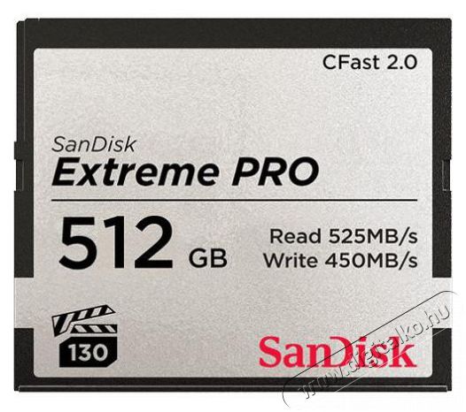 SanDisk CFAST 2.0 Extreme pro kártya 512GB, 525MB/S, VPG130 (173409) Memória kártya / Pendrive - Compact Flash (CF) kártya - 403694