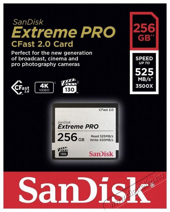 SanDisk CFAST 2.0 Extreme Pro kártya 256GB - 173445 Memória kártya / Pendrive - Compact Flash (CF) kártya - 371007
