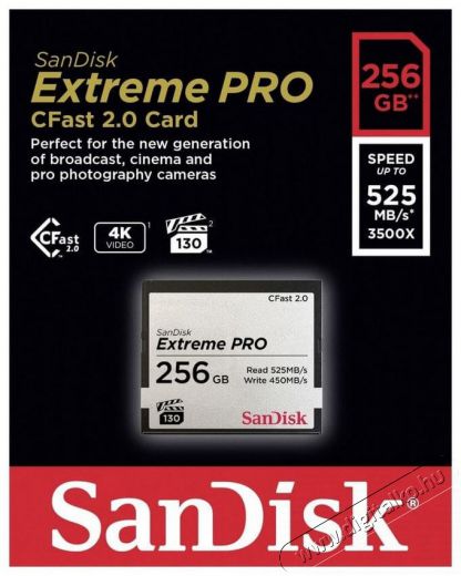 SanDisk CFAST 2.0 Extreme Pro kártya 256GB - 173445 Memória kártya / Pendrive - Compact Flash (CF) kártya - 371007