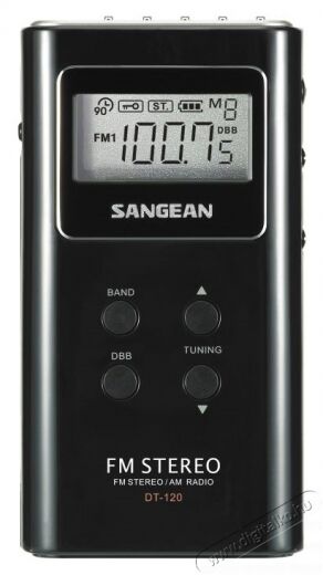 Sangean DT-120 AM/FM sztereó zsebrádió - fekete Audio-Video / Hifi / Multimédia - Rádió / órás rádió - Hordozható, zseb-, táska rádió - 259261