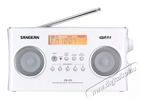 Sangean PR-D5 PACK sztereó táskarádió + hálózati adapter - fehér Audio-Video / Hifi / Multimédia - Rádió / órás rádió - Hordozható, zseb-, táska rádió - 259279