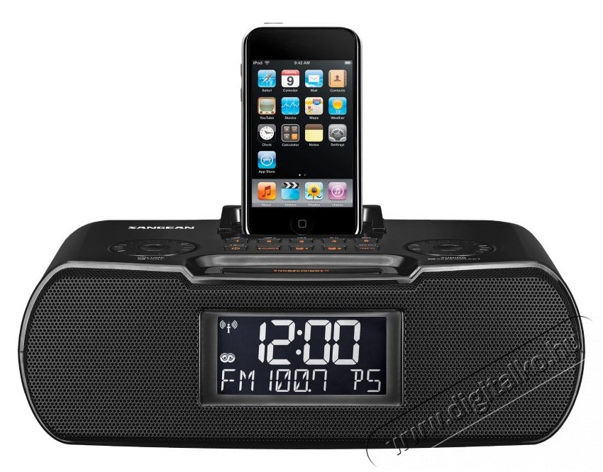 Sangean RCR-10 ébresztőórás AM/FM-RDS rádió iPod dokkolóval - fekete Audio-Video / Hifi / Multimédia - Rádió / órás rádió - Ébresztőórás rádió - 259286