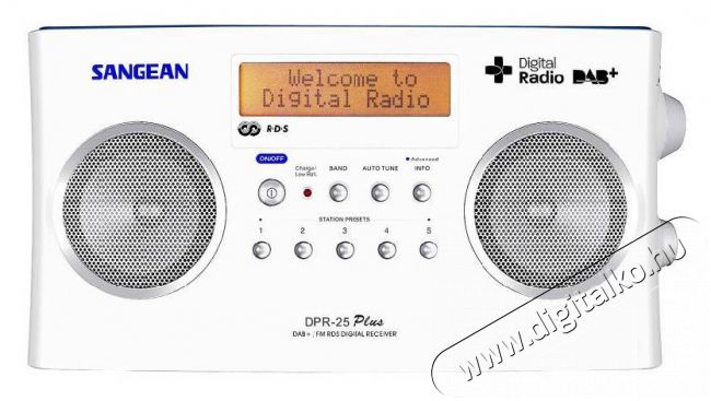 Sangean DPR-25 DAB+/FM-RDS Hordozható rádió - fehér Audio-Video / Hifi / Multimédia - Rádió / órás rádió - Hordozható, zseb-, táska rádió - 274506