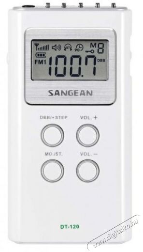Sangean DT-120 AM/FM sztereó zsebrádió - fehér Audio-Video / Hifi / Multimédia - Rádió / órás rádió - Hordozható, zseb-, táska rádió - 259260