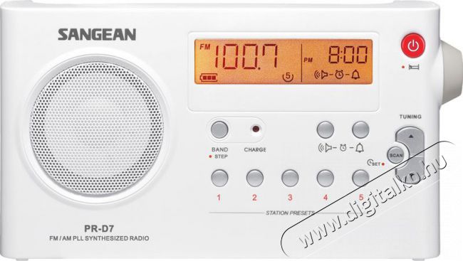 Sangean PR-D7 P AM/FM táskarádió akkutöltéssel - fehér Audio-Video / Hifi / Multimédia - Rádió / órás rádió - Hordozható, zseb-, táska rádió - 259282