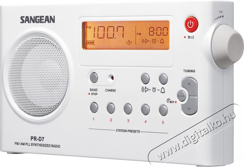 Sangean PR-D7 P AM/FM táskarádió akkutöltéssel - fehér Audio-Video / Hifi / Multimédia - Rádió / órás rádió - Hordozható, zseb-, táska rádió - 259282