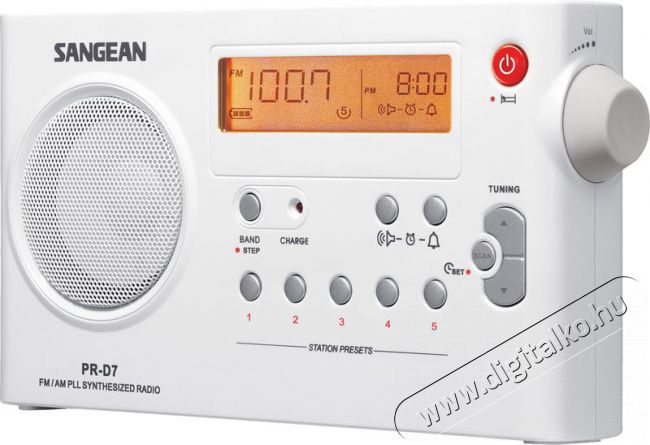 Sangean PR-D7 P AM/FM táskarádió akkutöltéssel - fehér Audio-Video / Hifi / Multimédia - Rádió / órás rádió - Hordozható, zseb-, táska rádió - 259282