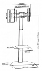 Sbox FS-500 32-70 moduláris görgős padlóállvány TV-hez Tv kiegészítők - Fali tartó / konzol - Kiegészítő / adapter - 341446