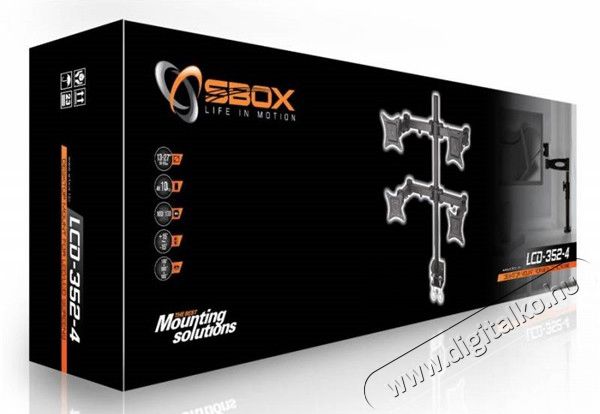 Sbox LCD-352/4 13"-27" 4 LCD dönthető, karos asztali konzol Tv kiegészítők - Fali tartó / konzol - Fali tv tartó - 324759