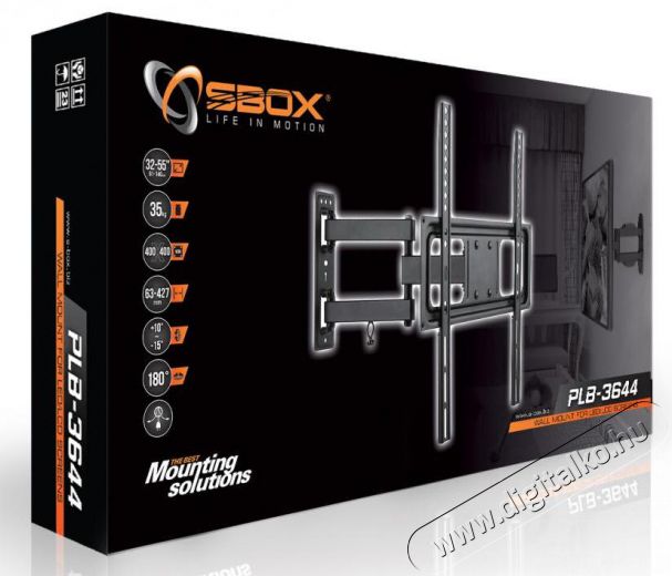 Sbox PLB-3644 állítható TV/monitor fali konzol Tv kiegészítők - Fali tartó / konzol - Fali tv tartó - 324791