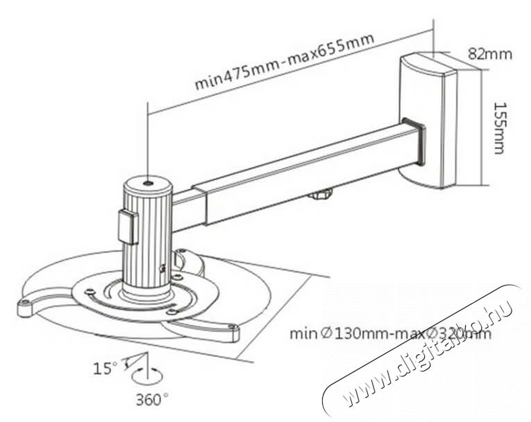 Sbox PM-105 dönthető, forgatható fali projektortartó Tv kiegészítők - Fali tartó / konzol - Mennyezeti projektor tartó - 341447