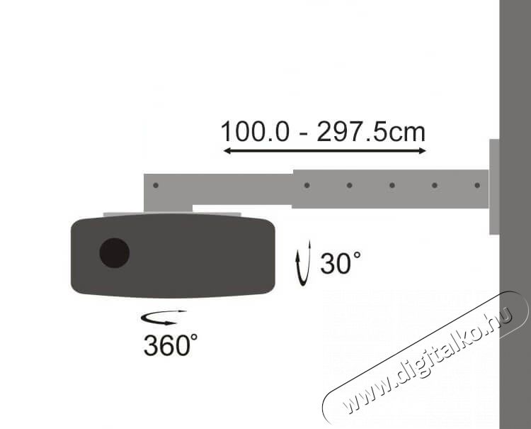 Sbox PM-300 dönthető, forgatható fali projektortartó Tv kiegészítők - Fali tartó / konzol - Fali készülék tartó - 341451