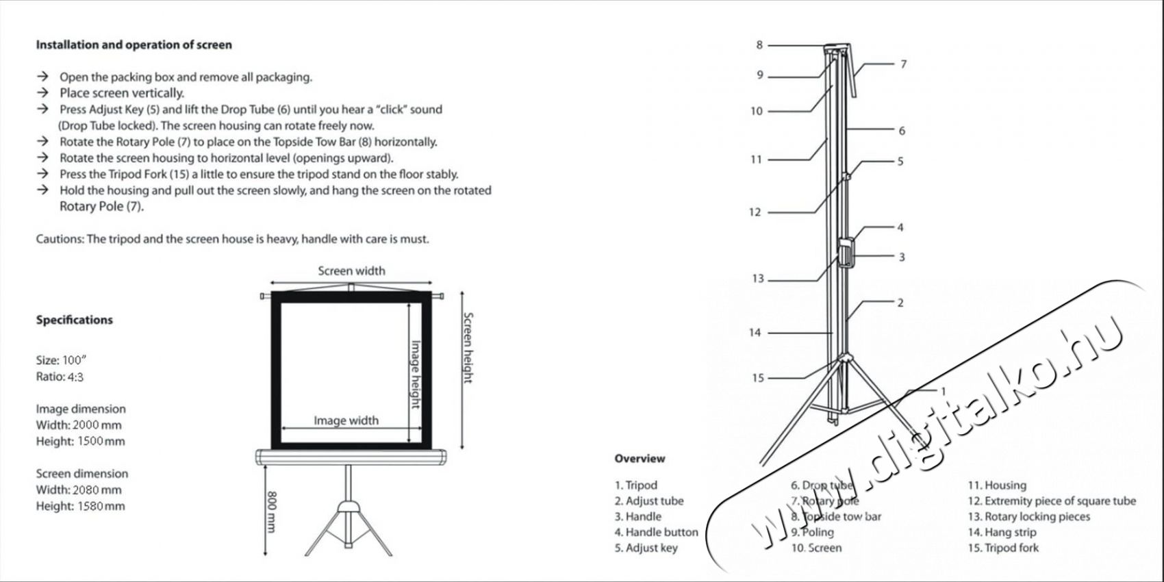Sbox PSMT-96 4:3 172x172 cm matt fehér állványos vetítővászon Tv kiegészítők - Vetítővászon - 341460