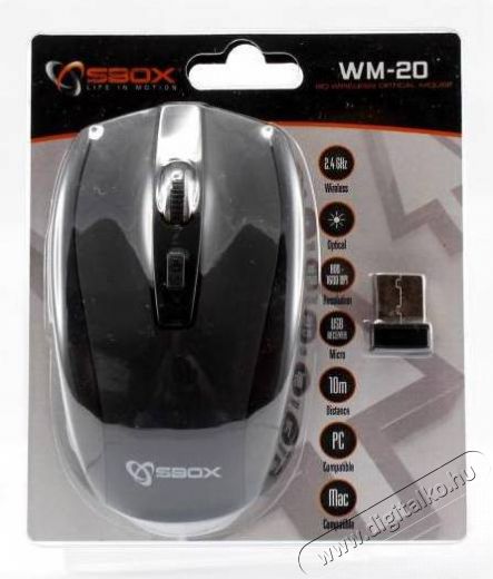 Sbox WM-20 vezeték nélküli egér - fekete Iroda és számítástechnika - Egér - Vezeték nélküli egér - 324808