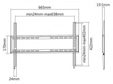 Sbox PLB-2264F 37-70 VESA 600x400 fix fali konzol Tv kiegészítők - Fali tartó / konzol - Fali tv tartó - 507413