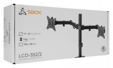 Sbox LCD-352/2-2 17-32 dönthető, forgatható asztali dual monitor tartó konzol Tv kiegészítők - Fali tartó / konzol - Asztali tartó - 507715