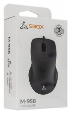 Sbox M-958B fekete vezetékes USB optikai egér Iroda és számítástechnika - Egér - Vezetékes egér - 508482