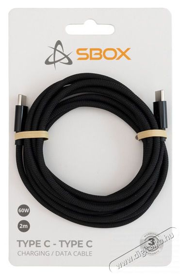 Sbox TYPEC-2-B 2m 60W Type-C fekete adat- és töltőkábel Tv kiegészítők - Kábel / csatlakozó - USB kábel - 507724