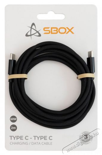 Sbox TYPEC-2-B 2m 60W Type-C fekete adat- és töltőkábel Tv kiegészítők - Kábel / csatlakozó - USB kábel - 507724