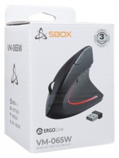 Sbox VM-065W 4D 2,4GHz fekete vezeték nélküli vertikális egér Iroda és számítástechnika - Egér - Vezeték nélküli egér - 507759