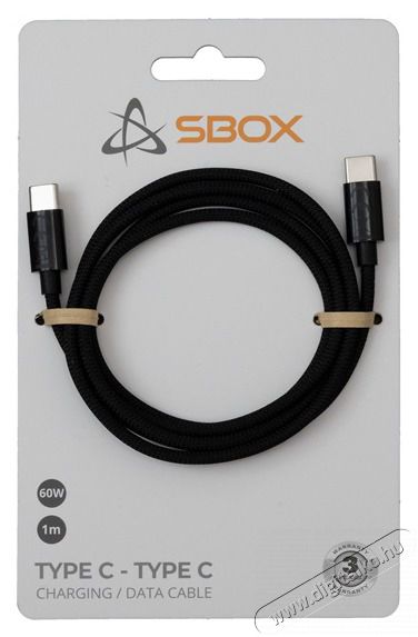 Sbox TYPE-C-1-B 1 60W Type-C fekete adat- és töltőkábel Iroda és számítástechnika - Számítógép tartozék - USB kábel - 514362