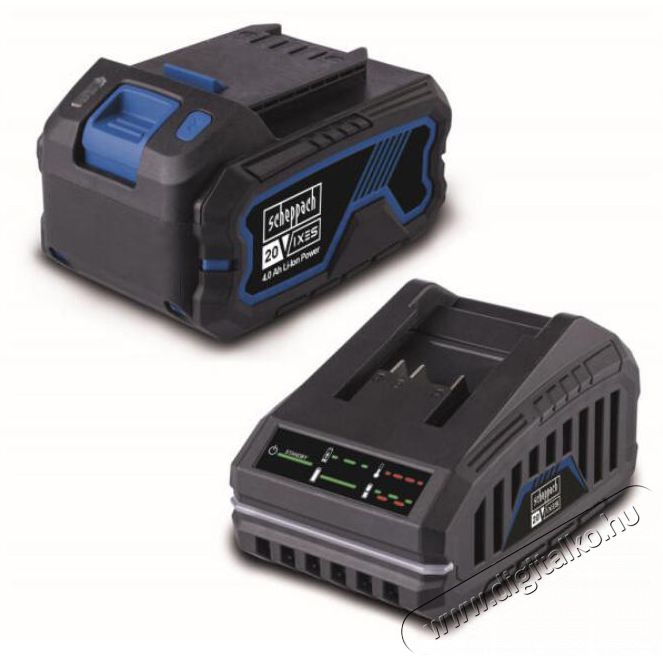 SCHEPPACH SBSK4.0 - IXES 20 V akku 4 Ah + t&ouml;ltő 2,4 Ah k&eacute;szlet Akkuk &eacute;s t&ouml;ltők - Li-ion akkumul&aacute;tor &eacute;s t&ouml;ltő (gy&aacute;ri) - Szettben - 515888