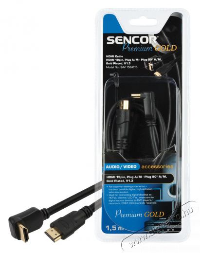 Sencor SAV 156-015 Hajlított fejű HDMI kábel 1,5M Tv kiegészítők - Kábel / csatlakozó - Hdmi kábel - 260973