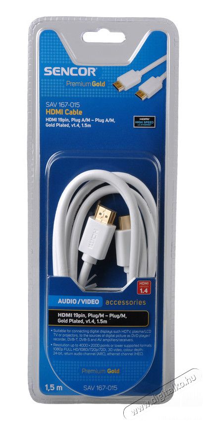Sencor SAV 167-015W HDMI kábel 1,5m Tv kiegészítők - Kábel / csatlakozó - Hdmi kábel - 277313