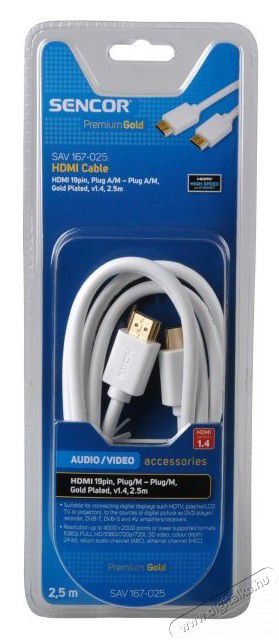 Sencor SAV 167-025W HDMI kábel 2,5m Tv kiegészítők - Kábel / csatlakozó - Hdmi kábel - 277314