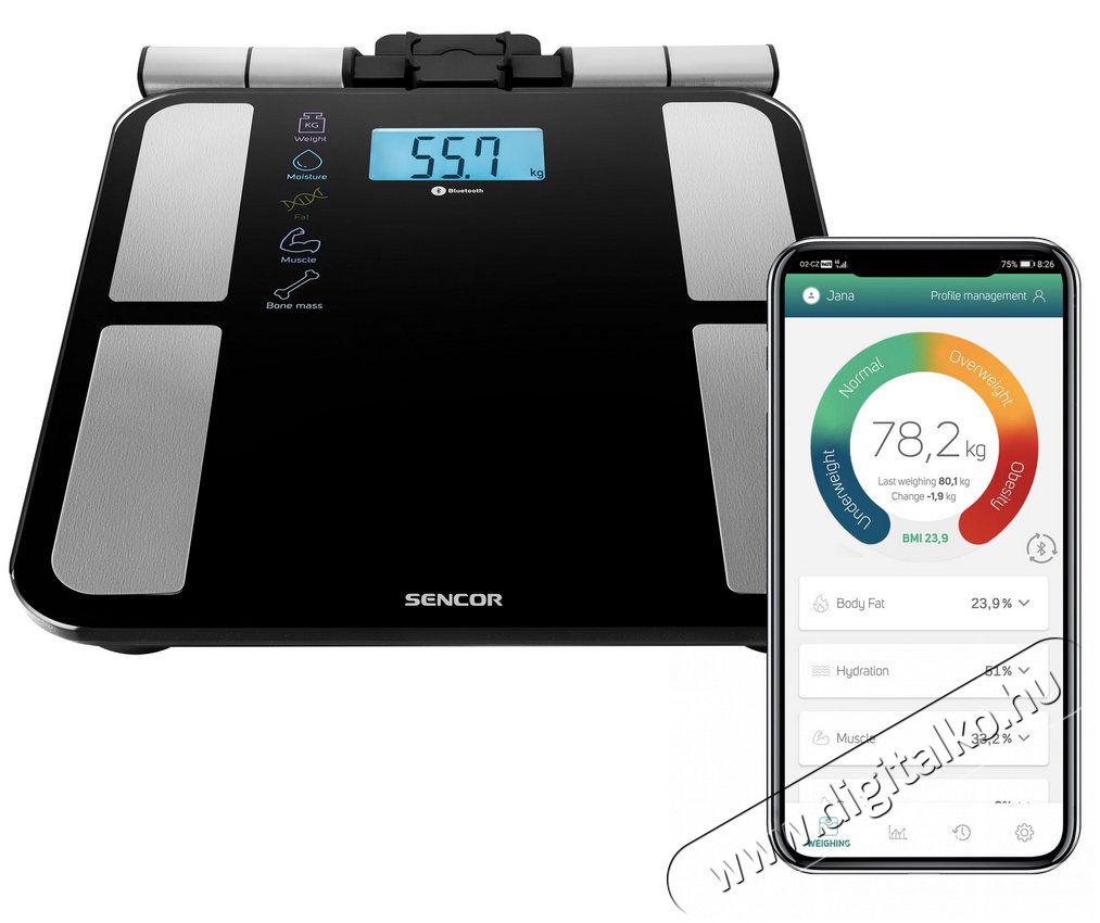 Sencor SBS 8800BK fitnesz személy mérleg - kék Szépségápolás / Egészség - Mérleg - Személy mérleg - 361478
