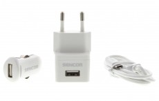 Sencor SCO 515-000WH USB hálózati és autós töltő szett Mobil / Kommunikáció / Smart - Mobiltelefon kiegészítő / tok - Hálózati-, autós töltő - 310356