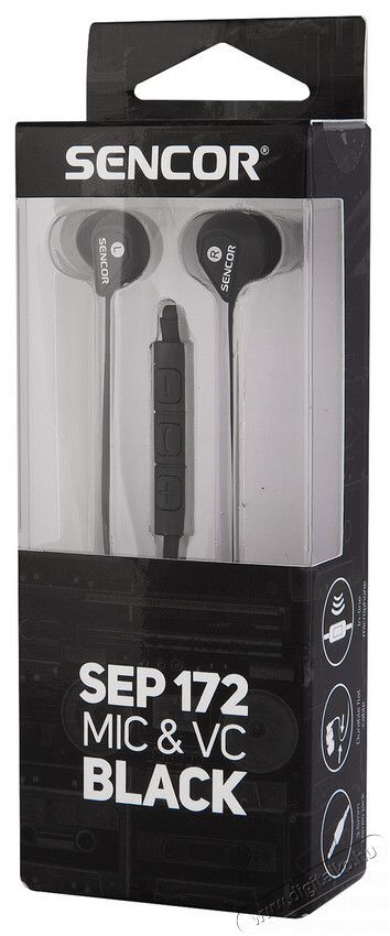 Sencor SEP 172 VCM fülhallgató headset - fekete Audio-Video / Hifi / Multimédia - Fül és Fejhallgatók - Fülhallgató mikrofonnal / headset - 351987