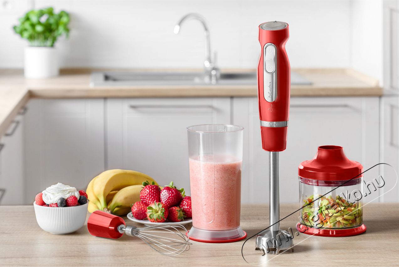 Sencor SHB 4464RD Botmixer szett - piros Konyhai termékek - Konyhai kisgép (előkészítés / feldolgozás) - Botmixer - 349318