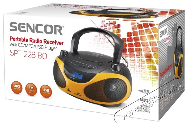 Sencor SPT 228 BO Hordozható rádió - fekete/narancssárga Audio-Video / Hifi / Multimédia - Hordozható CD / DVD / Multimédia készülék - Hordozható CD / Multimédia rádiómagnó / Boombox - 274593