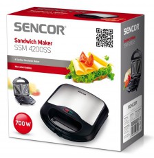 Sencor SSM 4200SS Szendvicssütő - fekete/acél Konyhai termékek - Konyhai kisgép (sütés / főzés / hűtés / ételkészítés) - Melegszendvics / gofri sütő - 274776