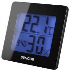 Sencor SWS 15 B Hőmérő páratartalom-mérő órával - fekete Háztartás / Otthon / Kültér - Lakásfelszerelés - Hőmérő / barométer - 279154