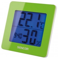 Sencor SWS 15 GN Hőmérő páratartalom-mérő órával - zöld Háztartás / Otthon / Kültér - Lakásfelszerelés - Hőmérő / barométer - 279157