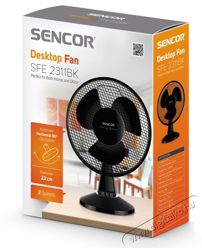 Sencor SFE 2311BK asztali ventilátor Háztartás / Otthon / Kültér - Ventilátor / Légkondicionáló - Asztali ventilátor - 336086