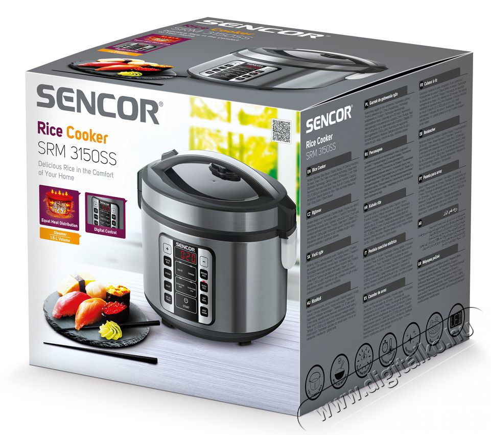 Sencor SRM 3150SS többfunkciós rizsfőző Konyhai termékek - Konyhai kisgép (sütés / főzés / hűtés / ételkészítés) - Rizsfőző - 349349
