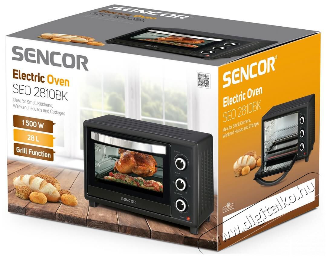Sencor SEO 2810BK elektromos mini sütő Konyhai termékek - Sütő-főzőlap, tűzhely (szabadonálló) - Mini sütő / mini grill / mini konyha - 342113
